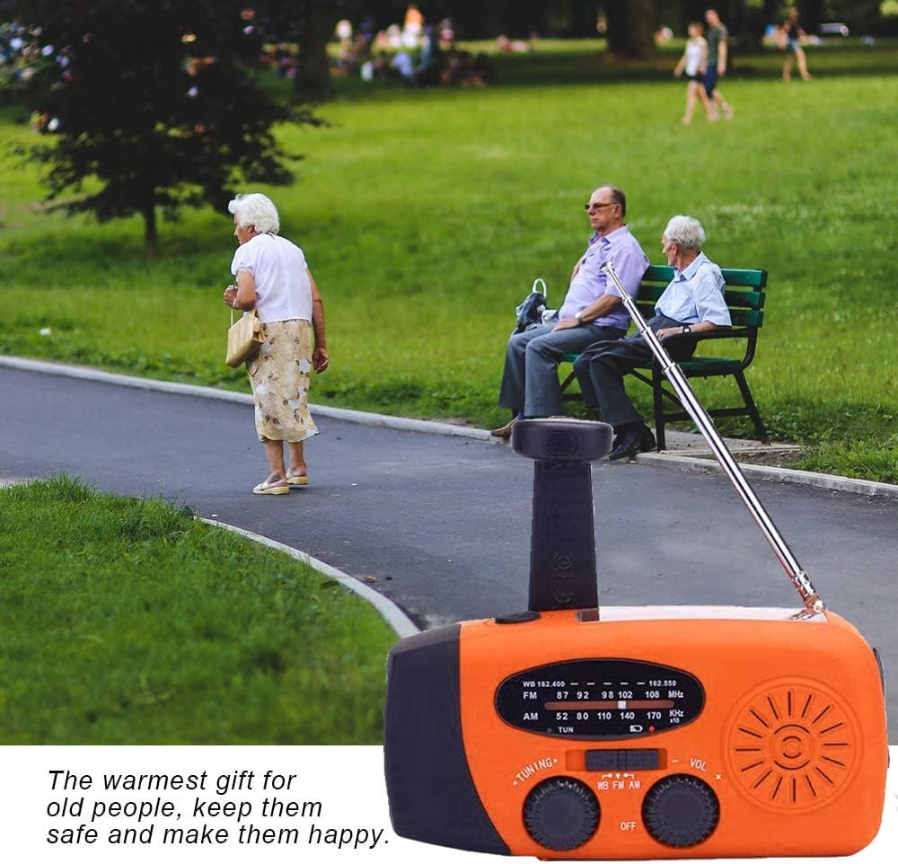 Solar Radio, Tragbar Kurbelradio Dynamo Radio mit AM/FM, Notfall Radio mit Kurbel, 2000mAh Wiederauf