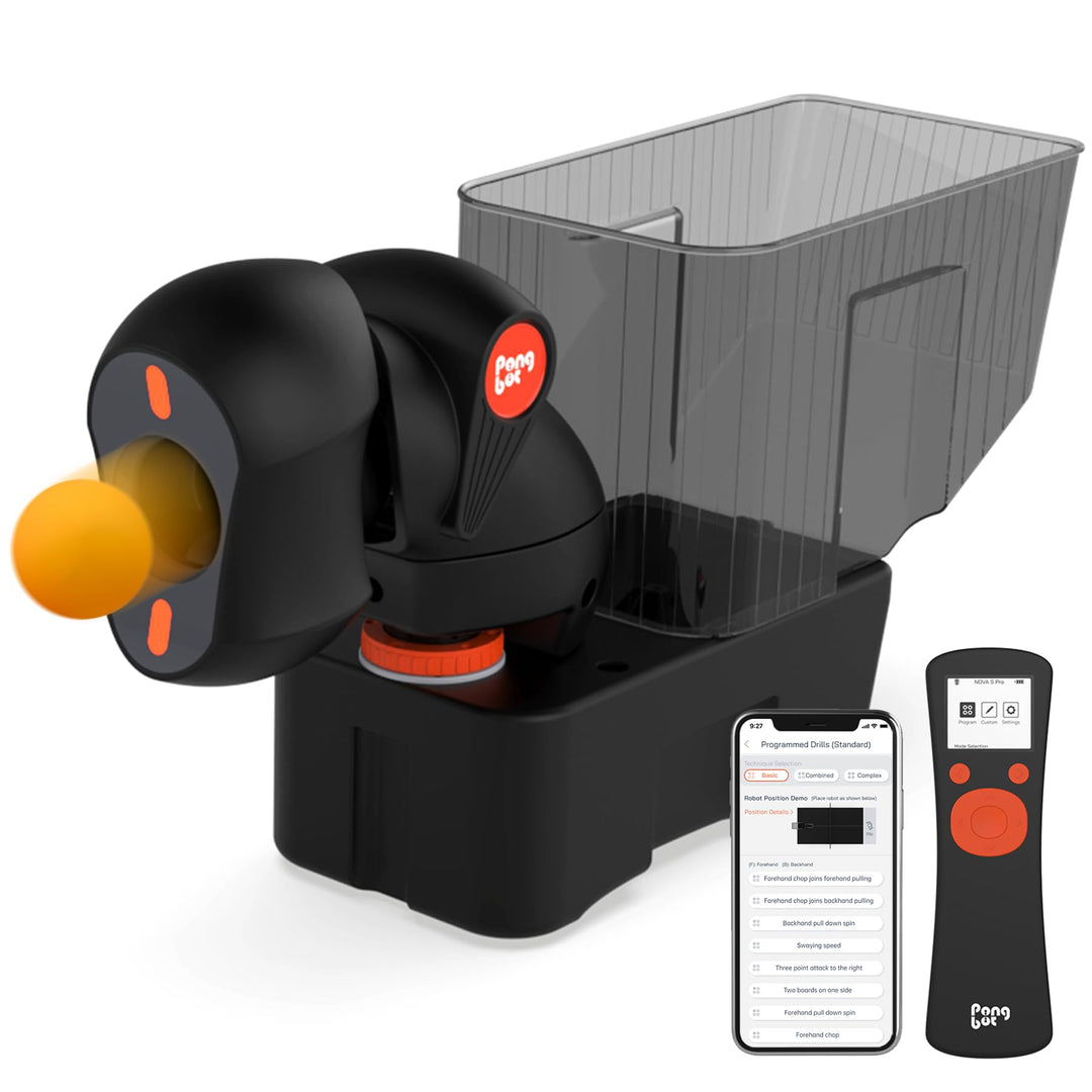 PONGBOT Tischtennisroboter mit Fernbedienung App-gesteuerte automatische Ping Pong Ballmaschine, 44