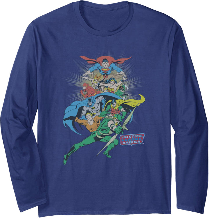 Justice League In League Characters Langarmshirt