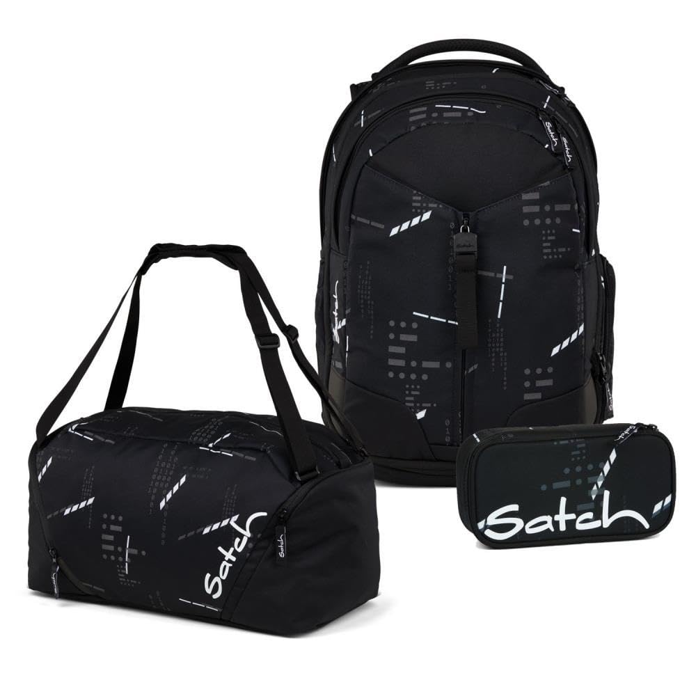 Satch Match Schulrucksack Set 3tlg. inkl. Schlamperbox und Sporttasche Ninja Matrix, Ninja Matrix