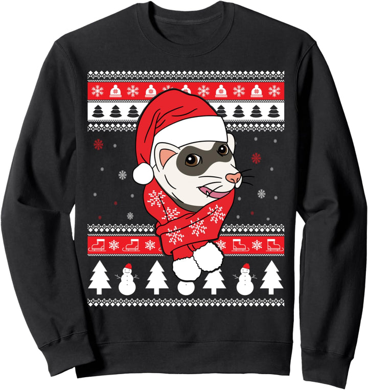 Frettchen Lustiger Haustier Hässliche Weihnachten Geschenk Sweatshirt