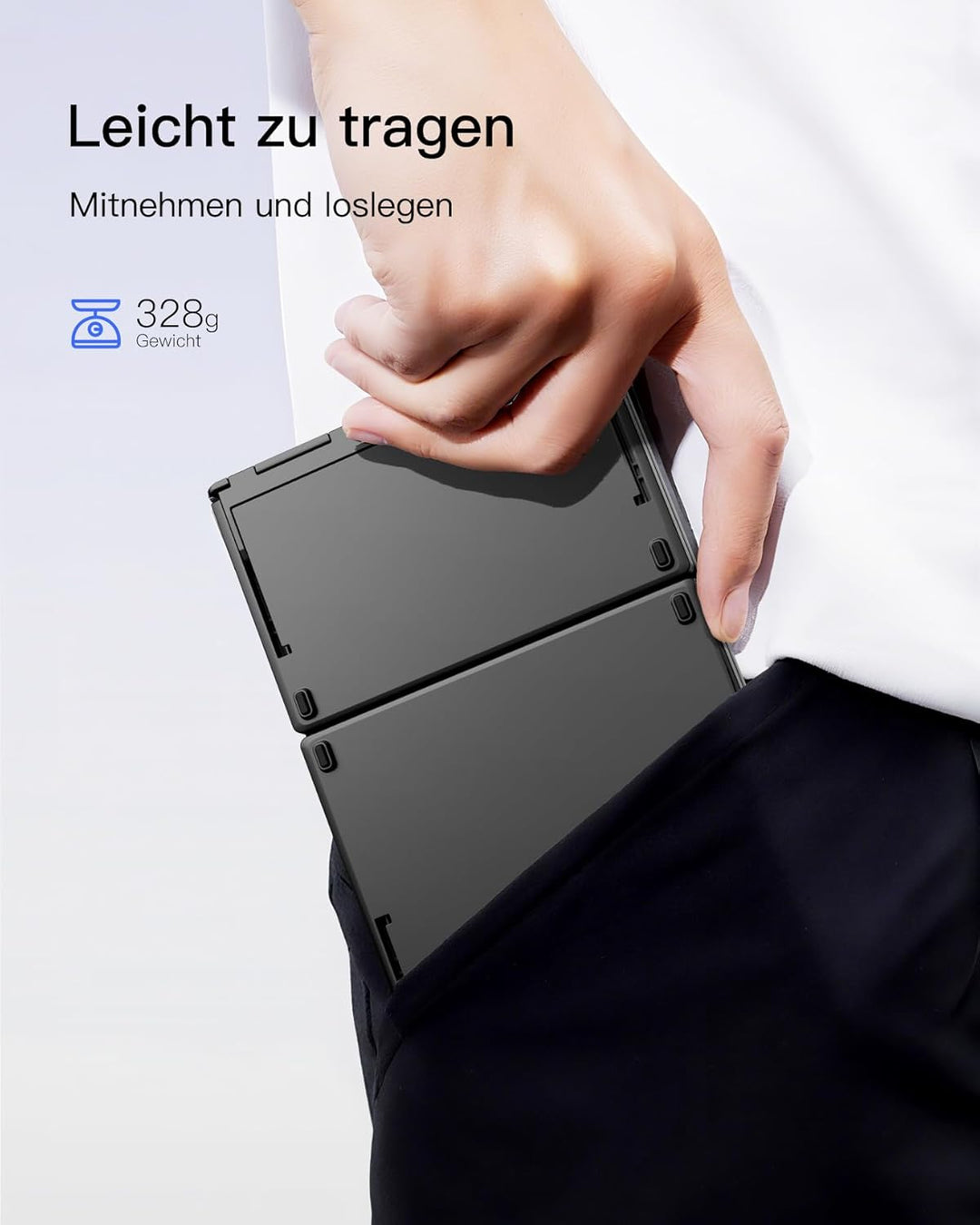 Inateck Faltbare Tastatur Kabellos,Klappbare Tastatur mit Ziffernblock mit 3 Kanälen,AI-Key,mit Stän