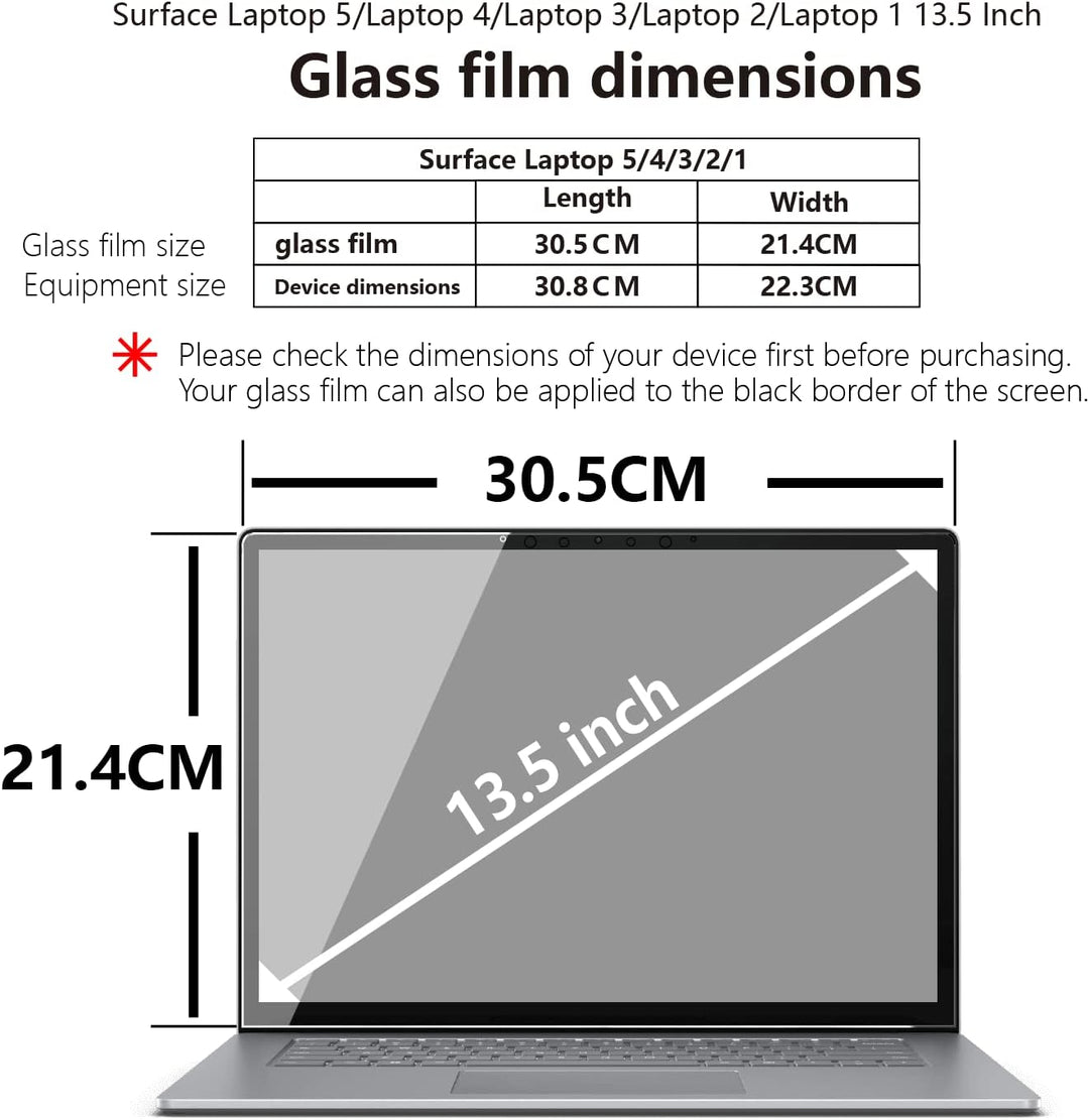 MEGOO [2 Stück] Surface Laptop 5 Displayschutzfolie, Gehärtetem Glass, HD-Klar, Reibungslose Berühru