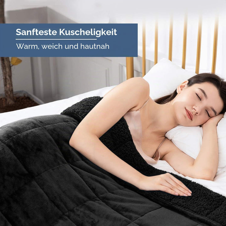 Sivio Gewichtsdecke für Erwachsene, 9 kg, schwere Sherpa-Decke mit weichem Flanell, wendbar, Queen-S