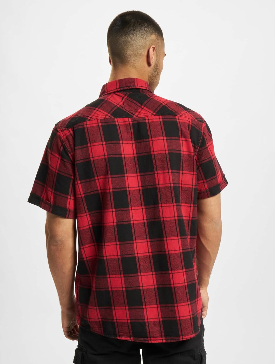Brandit Check Shirt Short Sleeve, Verschiedene Farbvarianten, Grössen S bis 7XL, Rot-schwarz