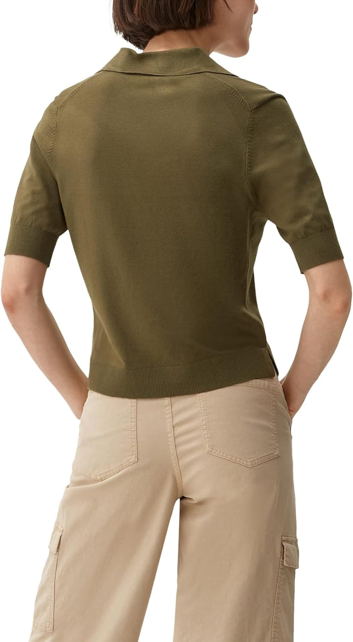 s.Oliver Damen Pullover mit Polokragen, Kurzarm 36 Grün, 36 Gr&#xFC;n