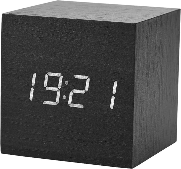 Digitale LED-Uhr, Digitaler Holzwecker, Digitaler Wecker Tischuhr mit Sprachsteuerungsfunktion für S