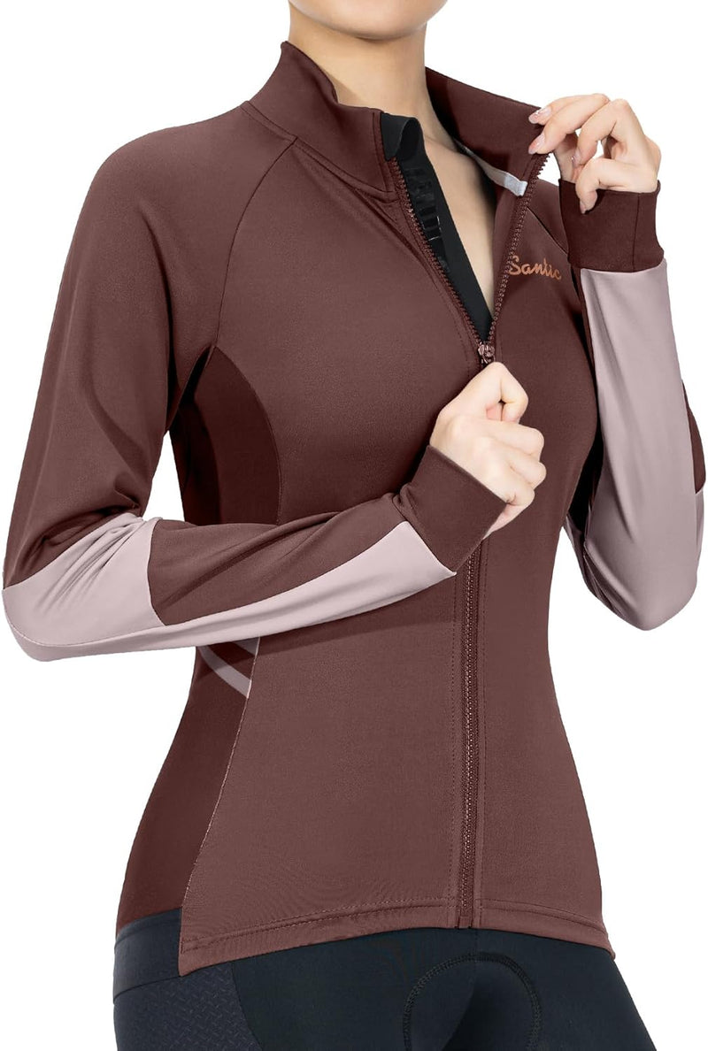 Santic Fahrradjacke Damen Winter Thermo Jacken Winddichte Laufjacke Leichte Atmungsaktiv Langarm Ref