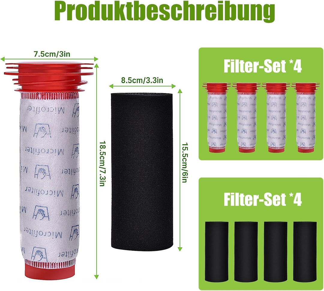 4 Set Ersatzfilter für Bosch Athlete 25.2V BCH6ZOOO Zoo'o ProAnimal Staubsauger, Stabfilter und Scha