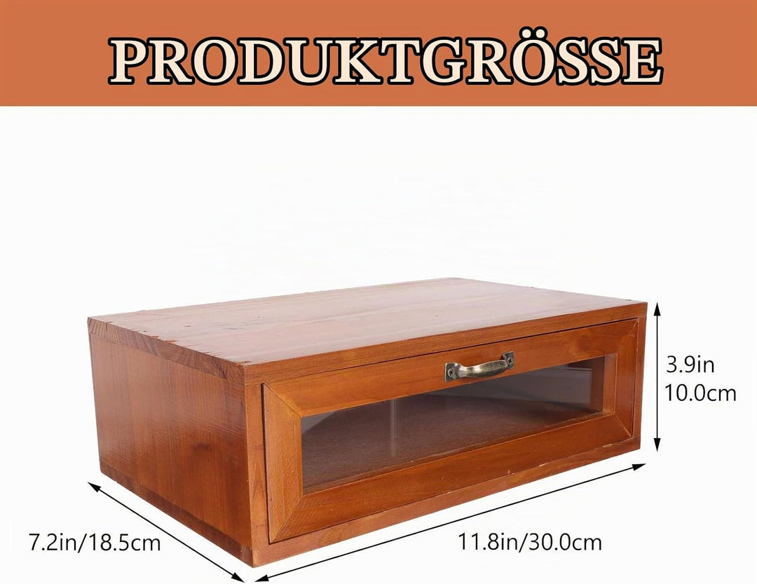UKCOCO Monitorständer Mit Schublade: Retro Schreibtisch Monitor Erhöhung Holz Desktop Organizer Und