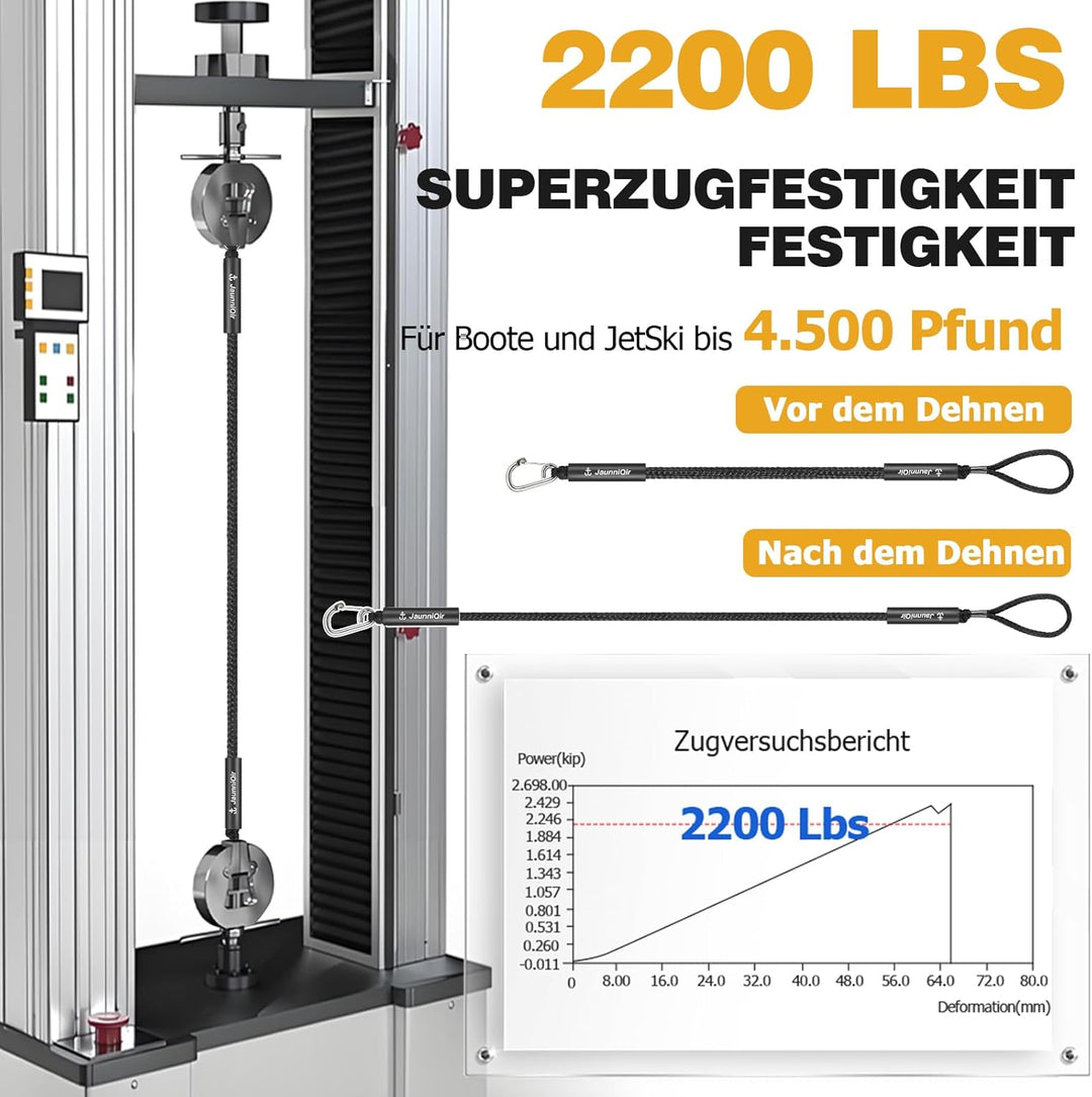 Bungee Boat Dock Line mit 316 Edelstahlclip Bootszubehör,213cm Anlegeleine für Boote, PWC, Kajak, Se