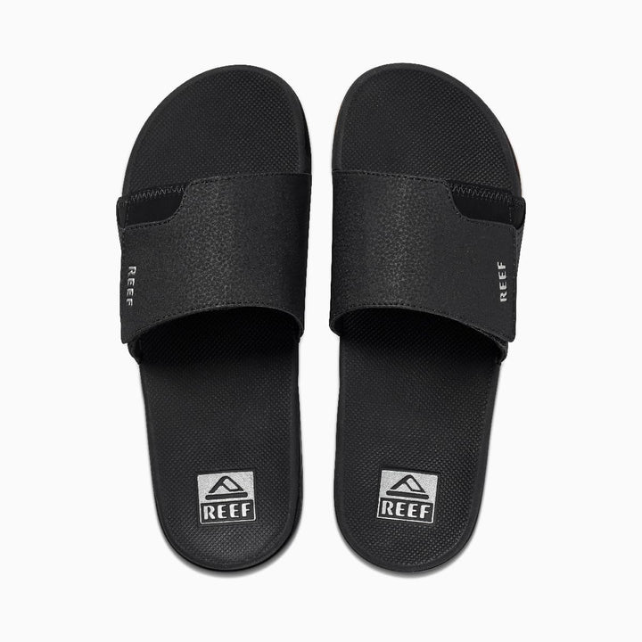 Reef Herren Fanning Slide Flipflop 37.5 EU Black Silver, 39 EU