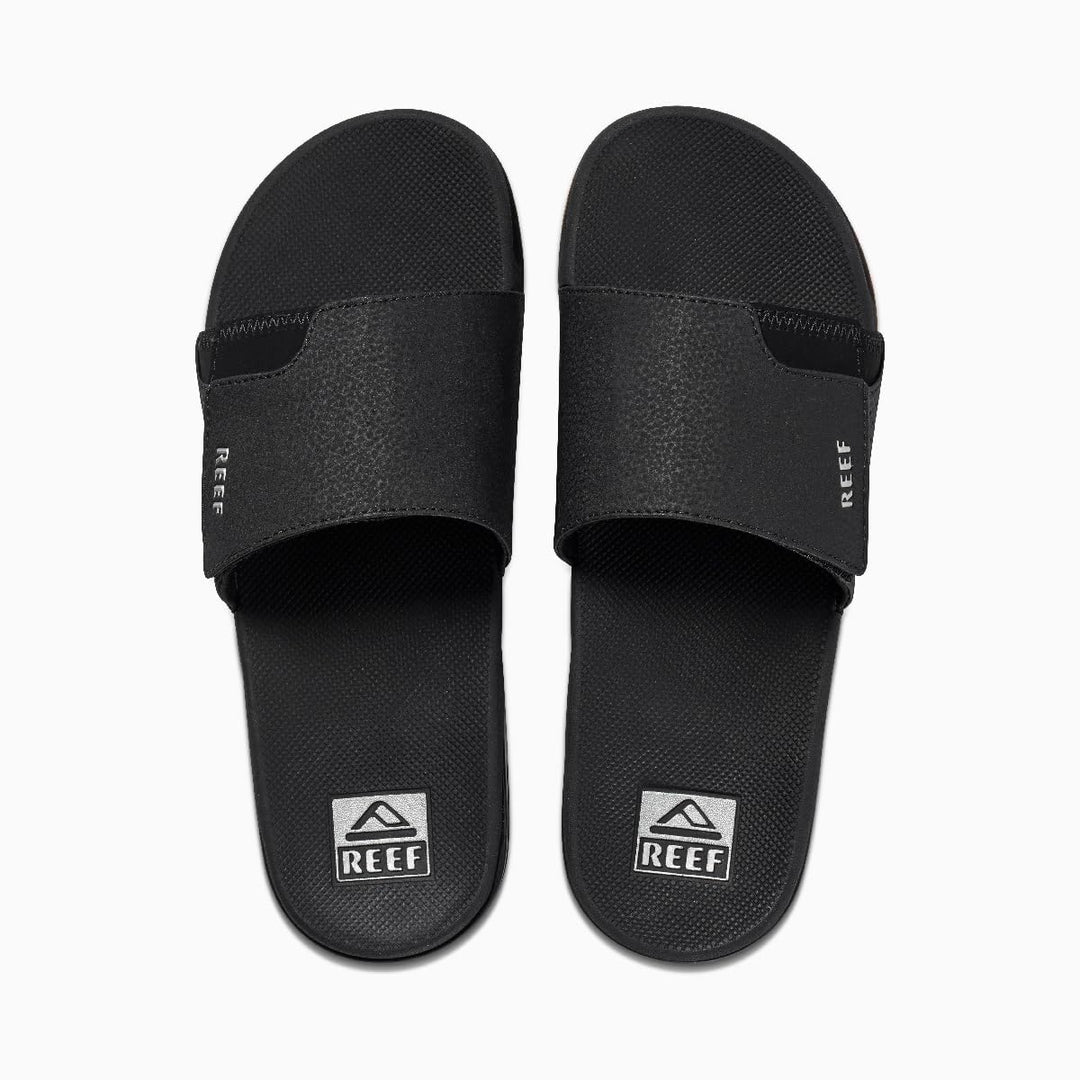 Reef Slipper Fanning Slide 40 EU Schwarzes Silber, 40 EU Schwarzes Silber