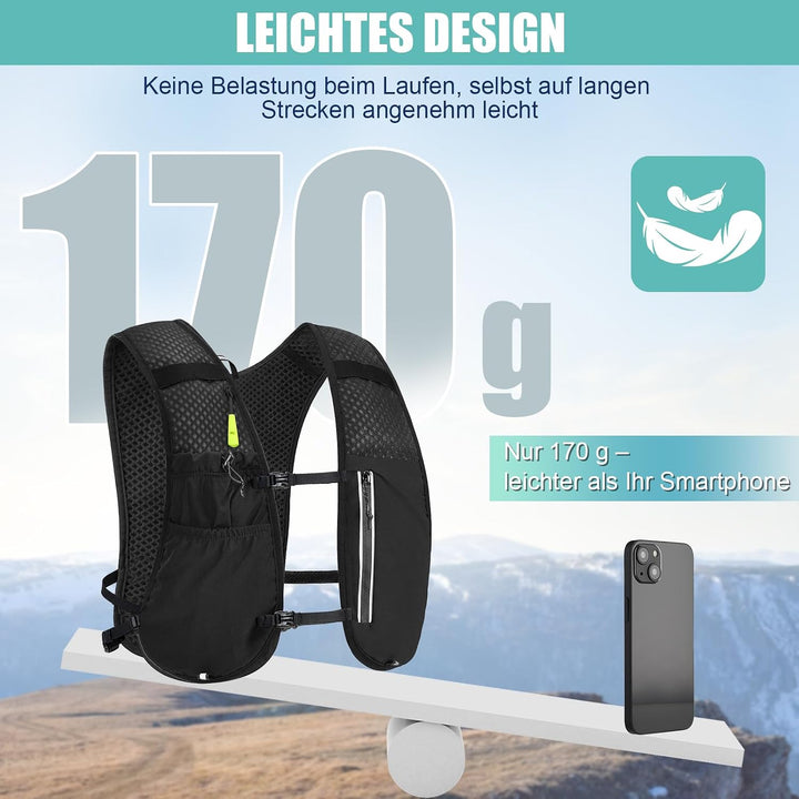 Laufweste Damen &amp; Herren mit 500ml Trinkflasche, Reflektierende Running Vest für Bessere Sichtbarkei