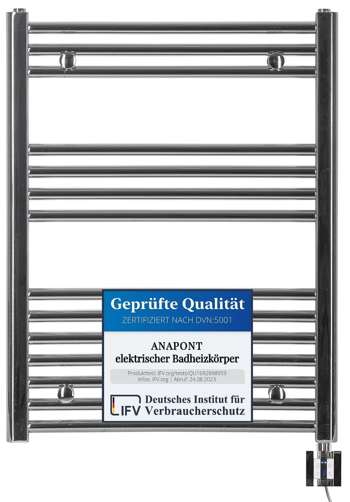 anapont elektrischer Badheizkörper - gerade - Chrom - Timer-Funktion - Handtuchheizkörper - Badheizu