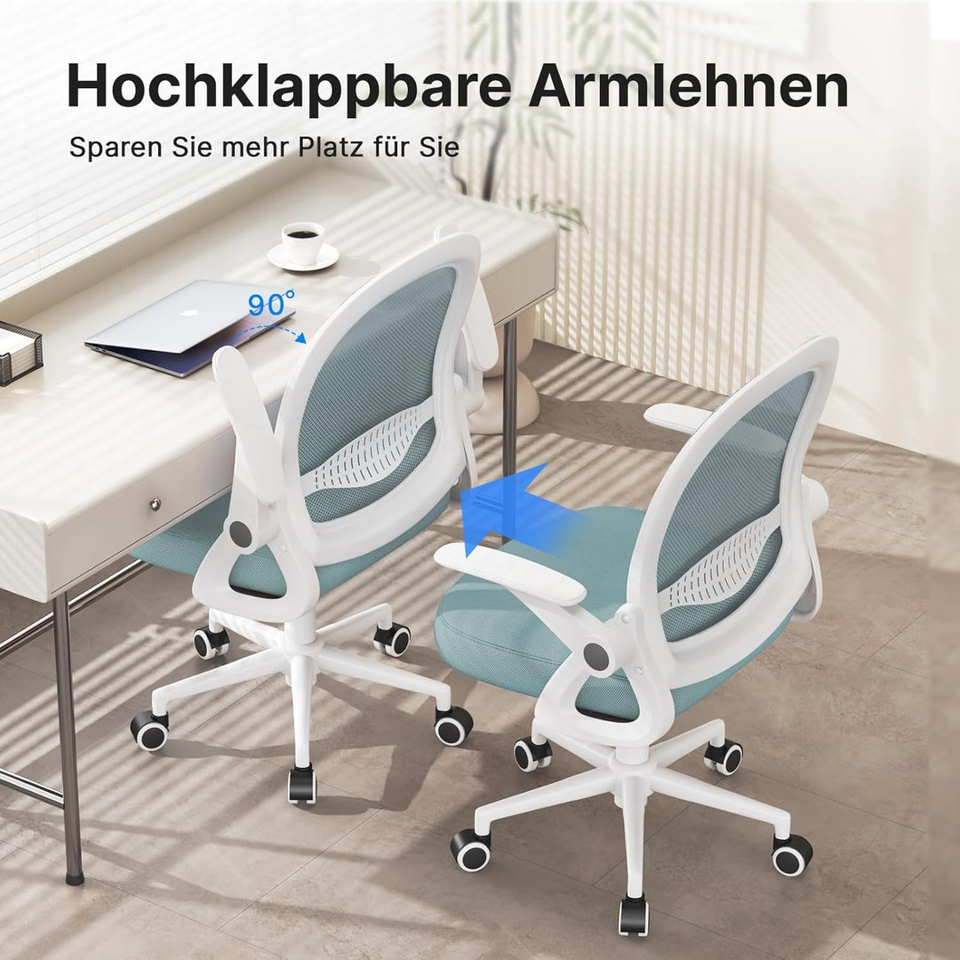 naspaluro Bürostuhl, Ergonomischer Schreibtischstuhl mit Atmungsaktiv Netzbespannung, Hochklappbare