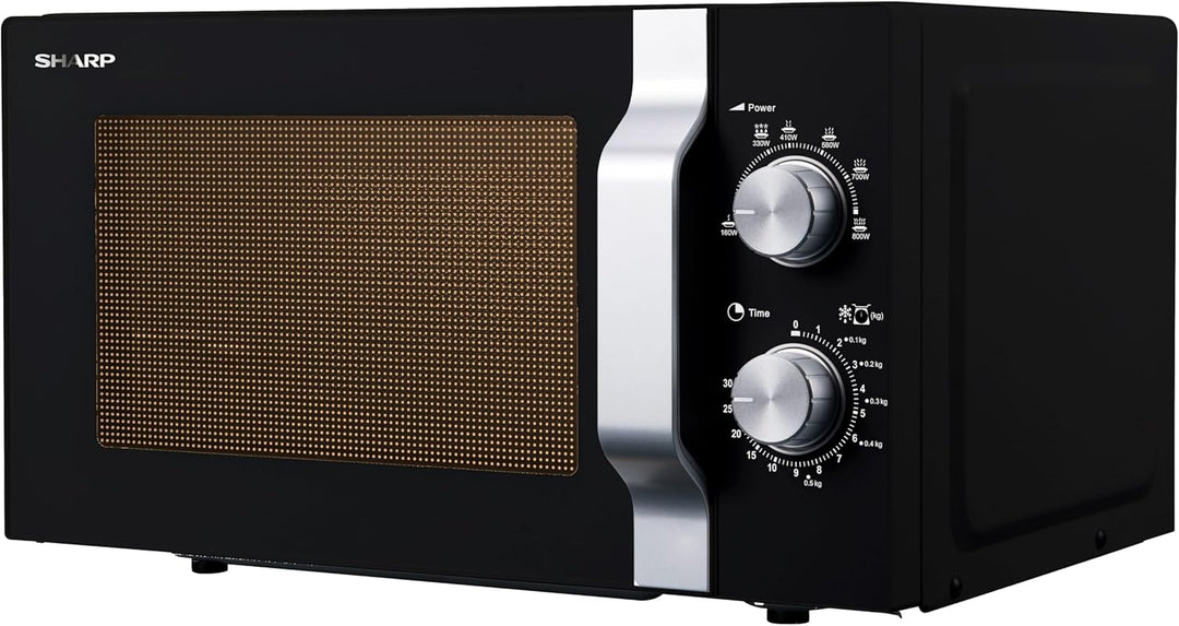 Sharp R204BA Solo-Mikrowelle,20 L,800 W,6 Leistungsstufen,Timer von 30 Minuten bis 00 Sekunden,Schwa