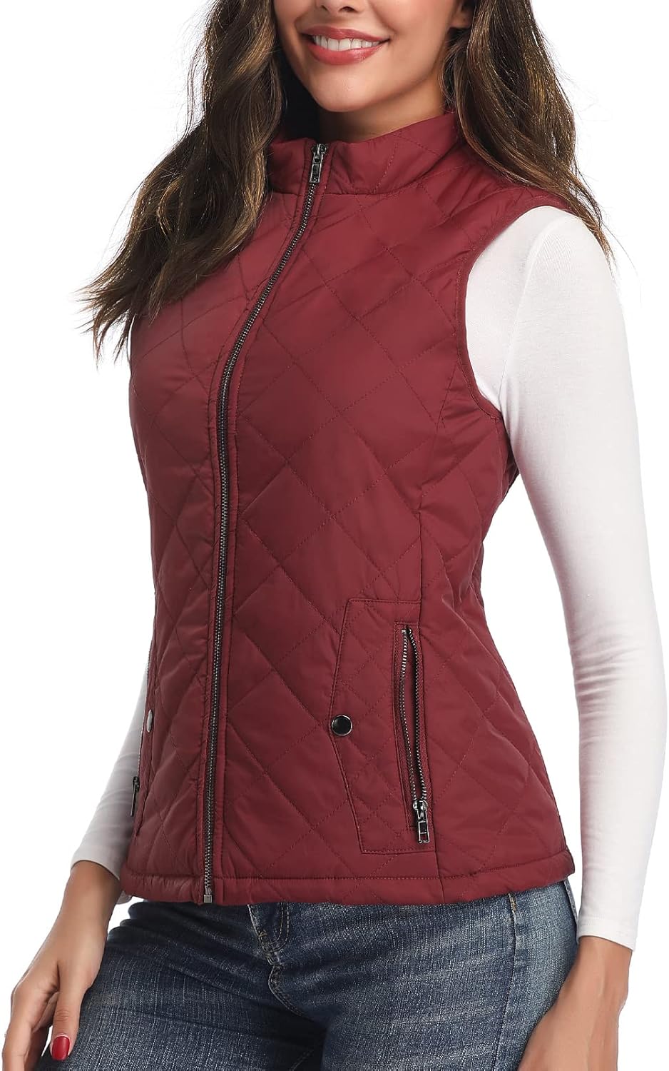 LONGKING Damen Regular Fashion Vests S Rot, S Rot