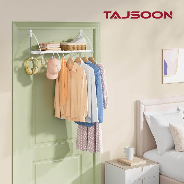 Tajsoon Türgarderobe mit Ablagerung und 6 Haken (Weiβ, 61.5CM) Weiss 61.5CM, Weiss 61.5CM