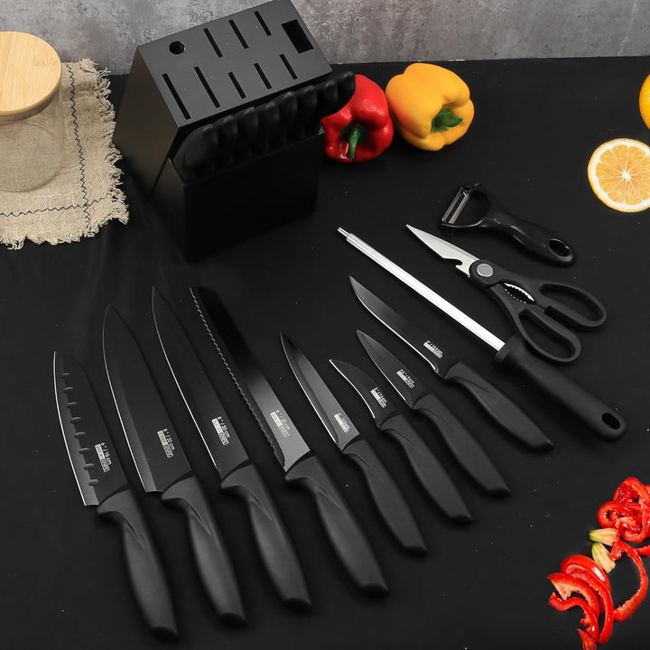 Messerblock Set, 20-teilig Scharf Messerset mit Block, German Klingen aus Edelstahl und Ergonomische