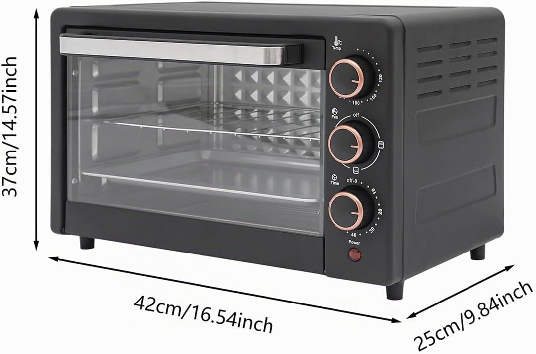 Mini Backofen 22 L, PizzaOfen 1000W, 4 Heizungsrohr Gleichmässig &amp; Schnelle Heizung, Minibackofen mi