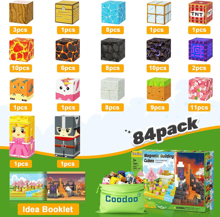 Magnetische Bausteine - Baue Mine Magnet Welt Zauberportal Set, Magnetische Fliesen Kleinkindspielze