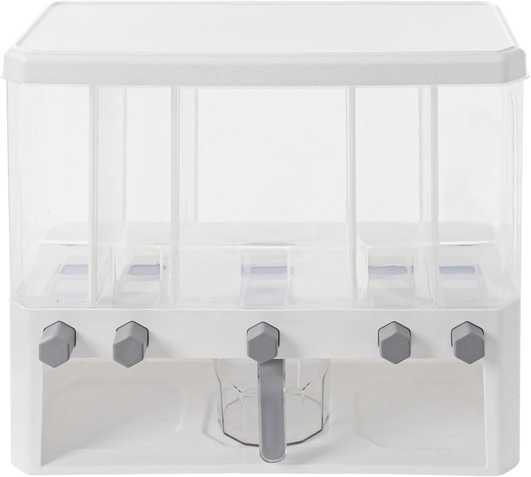 Reis Dispenser transparent 15kg Getreidedispenser 5 Fächer Reisbehälter mit Messbecher Reisspeicher