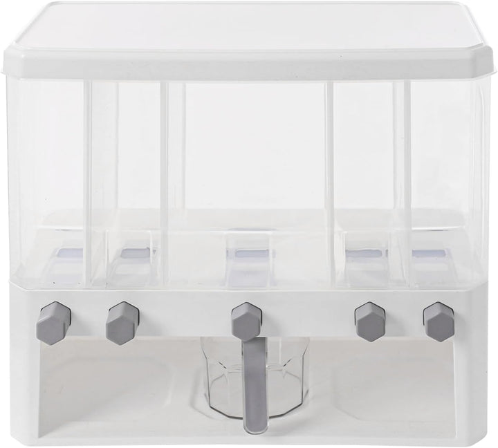 Reis Dispenser transparent 15kg Getreidedispenser 5 Fächer Reisbehälter mit Messbecher Reisspeicher