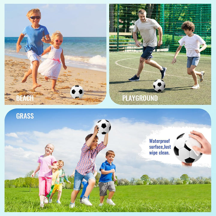 U&C Planet Fussball Grösse 3 für Kinder mit Pumpe und Netz - klassisch schwarz weiss, ideal als Outd