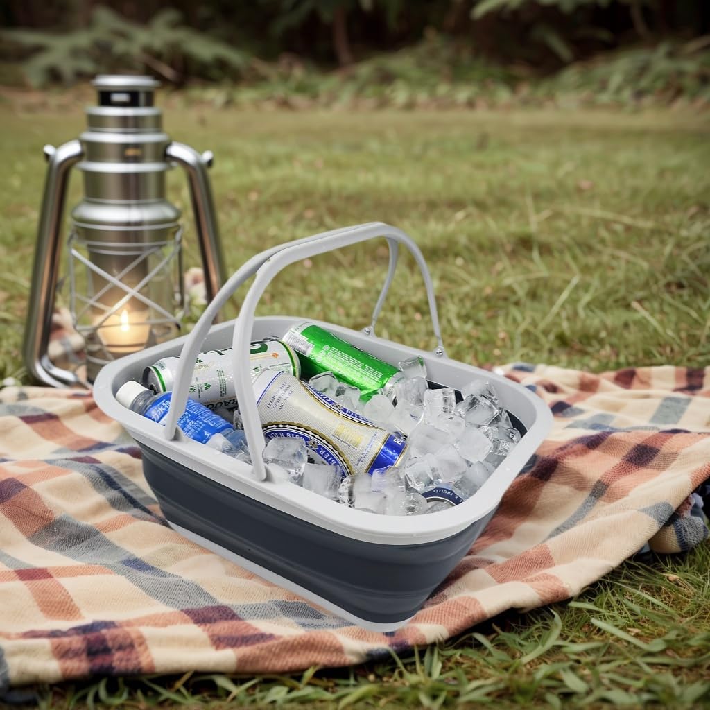 SAMMART 15L Zusammenklappbarer Korb mit Griff - Tragbarer Picknickkorb/Krater für den Aussenbereich