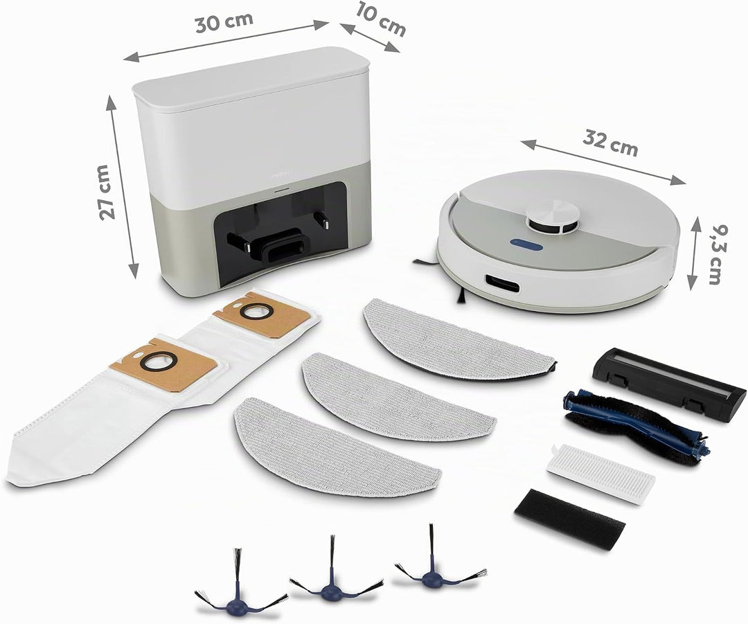 MEDION Saugroboter mit Absaugstation und Wischfunktion X22 SW+ (Lasernavigation, Starke 5000Pa Saugk