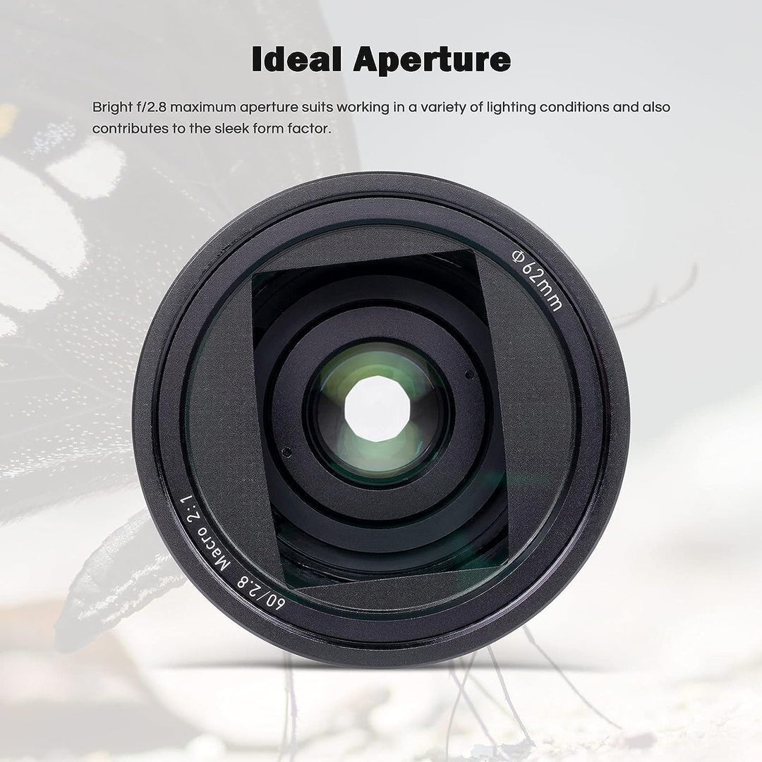 PERGEAR 60mm F2.8 II Ultra-Makro-Objektiv mit 2-facher Vergrösserung, kompatibel mit spiegellosen Vo