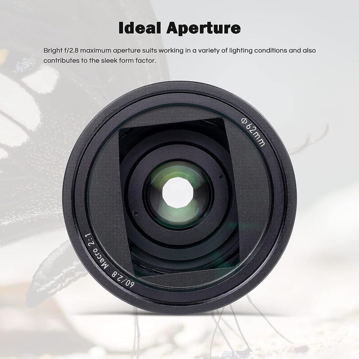 PERGEAR 60mm F2.8 II Ultra-Makro-Objektiv mit 2-facher Vergrösserung, kompatibel mit spiegellosen Vo