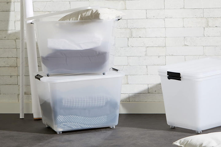 Iris Ohyama, Aufbewahrungsbox aus Kunststoff, 60 l Büro-Aufbewahrungsbox, 4er-Set, TBR-60, transpare