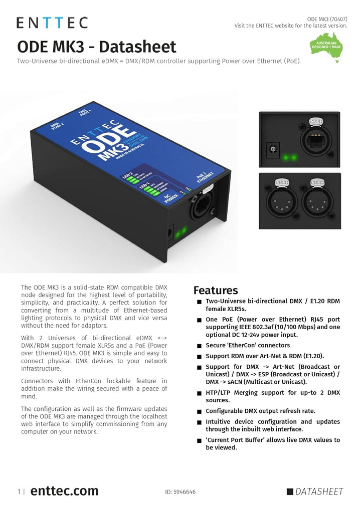 Enttec ODE Mk3 - DMX Steuersoftware
