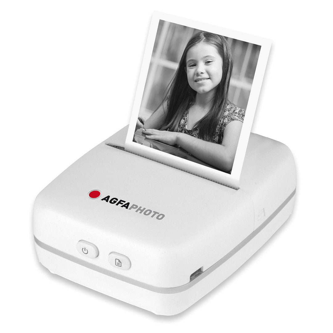 AgfaPhoto Realipix Pocket P Schwarz-Weiss Thermodrucker für Kinder mit spassiger App zum Malen & Kri