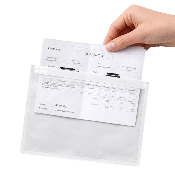 Netuno 5000 transparente Lieferscheintaschen selbstklebend DIN C5 240x 181 mm Begleitpapiertaschen C