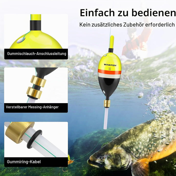 THKFISH Angelposen Set, 5 Stück Holz Posen Angeln, Schwimmer Angeln Bobber Float mit Verstellbarer M