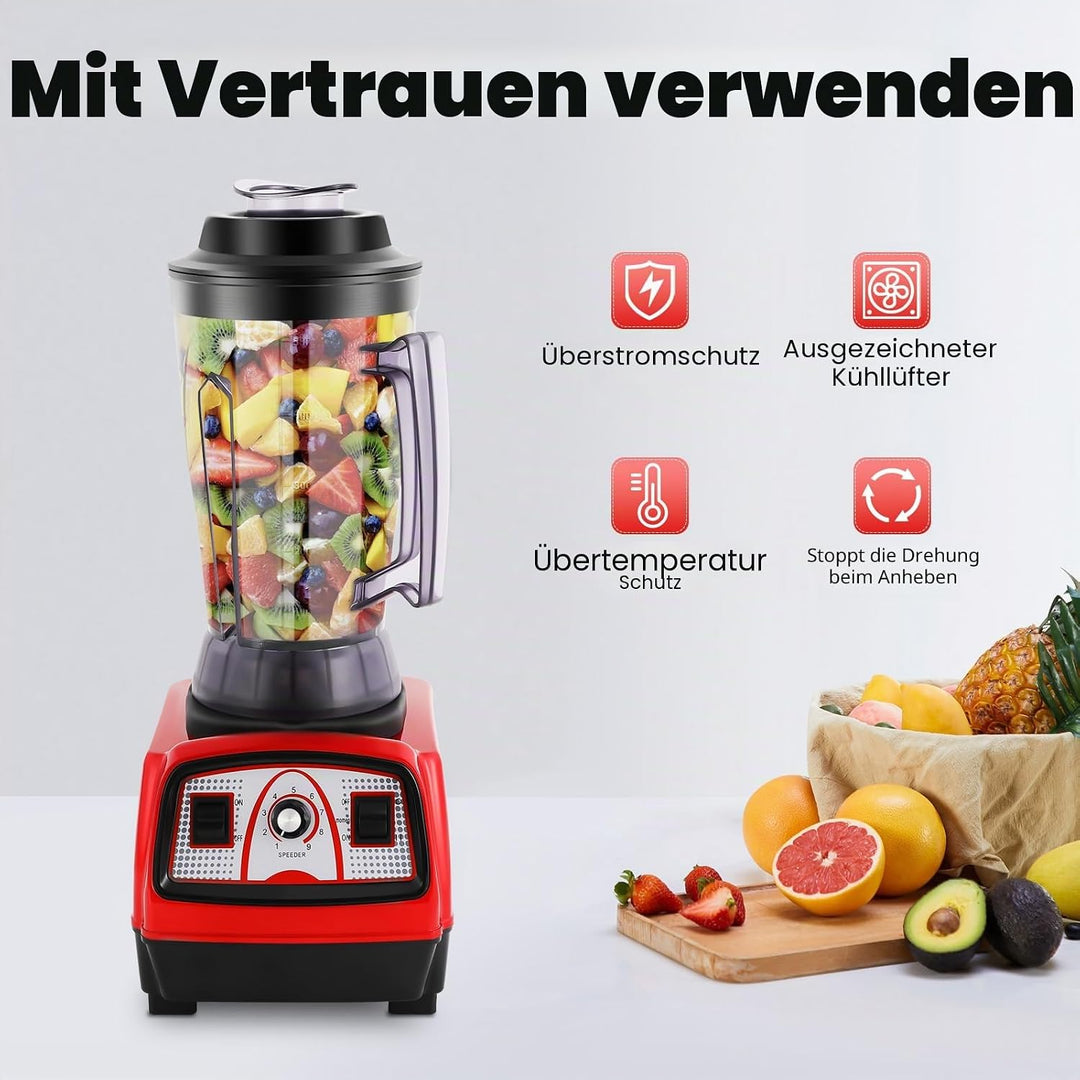 2200W Profi Standmixer 4L - Hochleistungs Mixer für Smoothies, Crushed Ice &amp; Fleisch - Grossvolumige