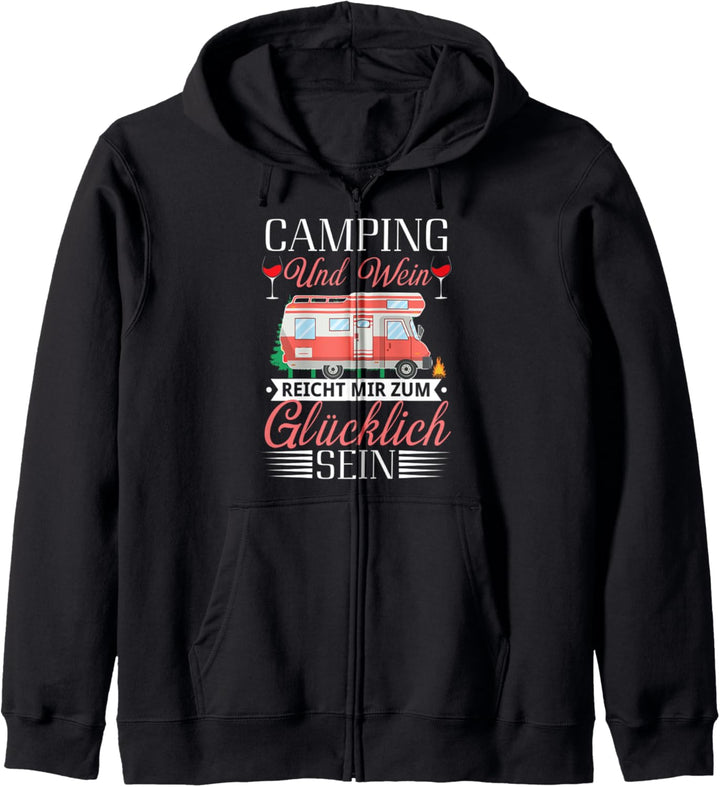 Lustiger Damen Camping und Wein Spruch Camper Reise Spruch Kapuzenjacke