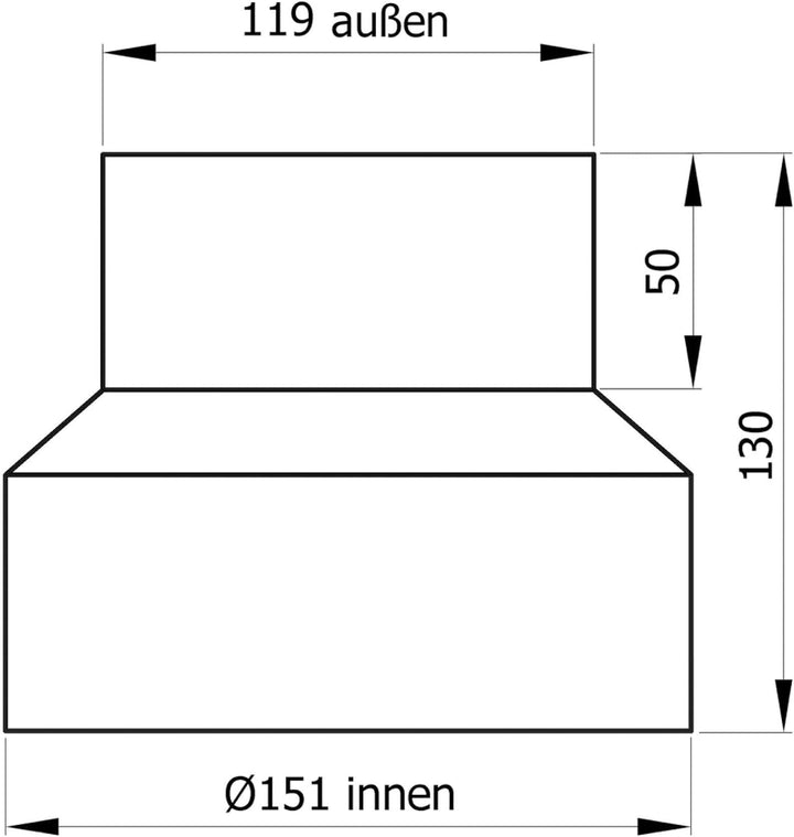 raik Rauchrohr Ofenrohr Reduzierung Innendurchmesser 150 mm Aussendurchmesser 120 mm Länge 130 mm St