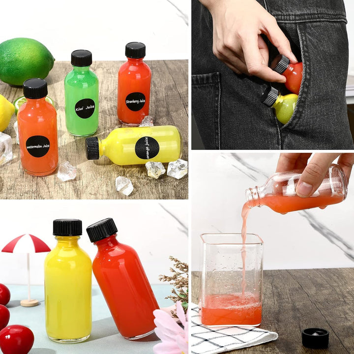 Mini Glasflaschen mit Deckel, Shot Flaschen zum Befüllen 60ml, Kleine Glasflaschen, Kleine Schnapsfl