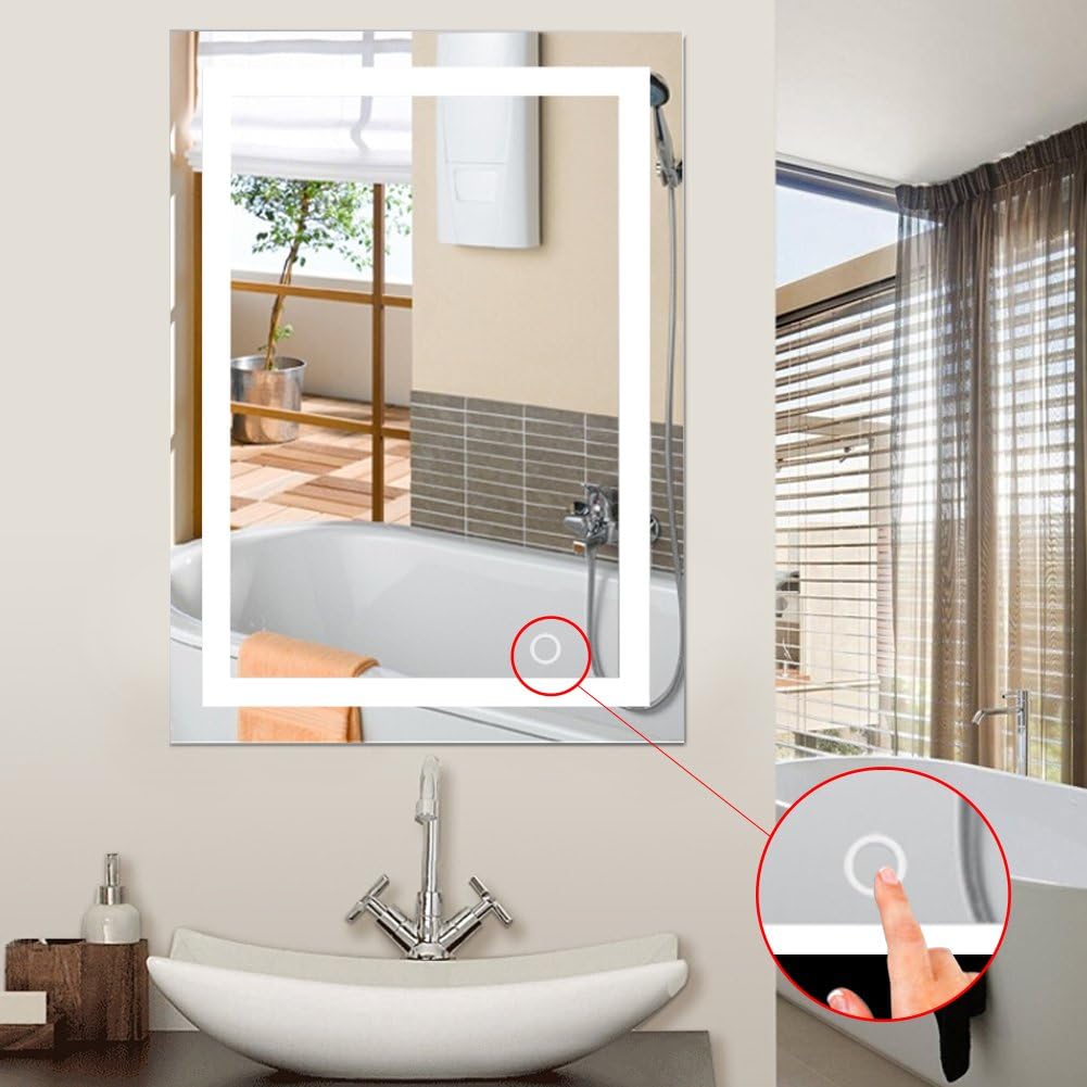 Willonin Badspiegel mit Beleuchtung, Badezimmerspiegel mit Beleuchtung,badezimmerspiegel LED Touch (