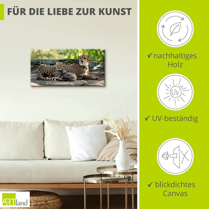 ARTland Leinwandbilder Wandbild Bild auf Leinwand 60 x 30 cm Wanddeko Afrika Natur Portrait Tiere Wi