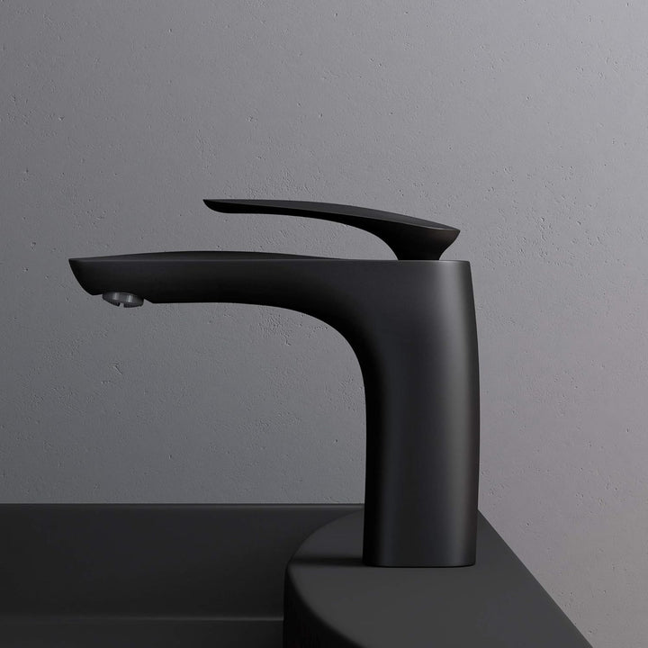 Mai &amp; Mai Armatur Wasserhahn Bad Schwarz matt WAM-7201 | Waschbeckenarmatur 16.5cm hoch | Badinstall