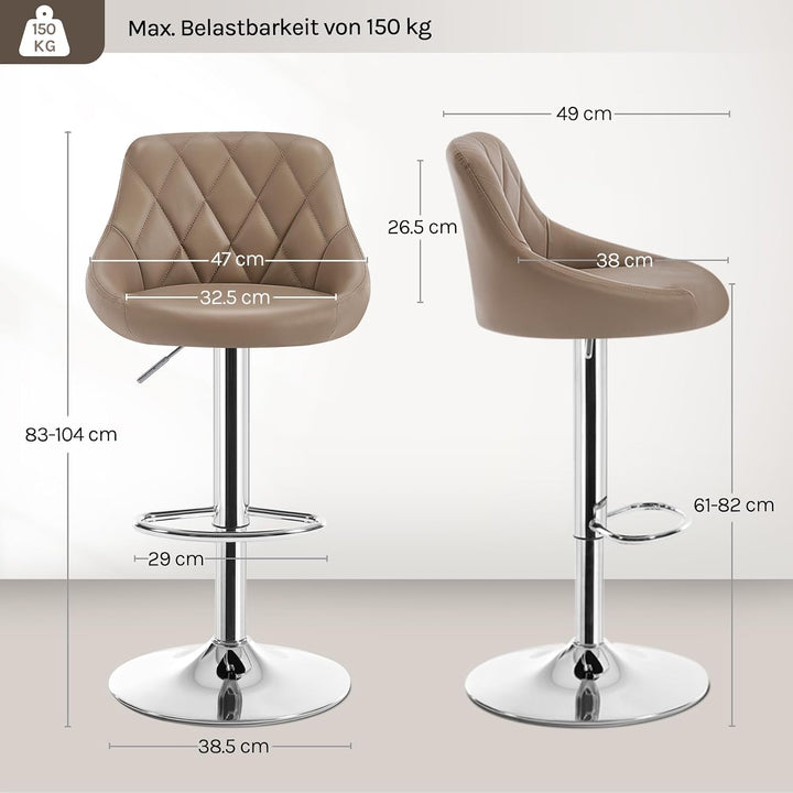 WOLTU BH23kk-1 1er Barhocker Barstuhl, leichte reinige Kunstleder, Gute gepolsterte Sitzfläche, Höhe
