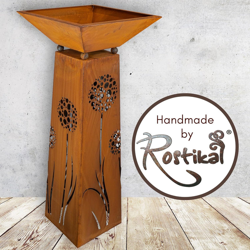 Rostikal Pflanzsäule Pusteblume 120 cm - inkl. Abnehmbarer Dekorative Pflanzschale - Hochwertige Gar