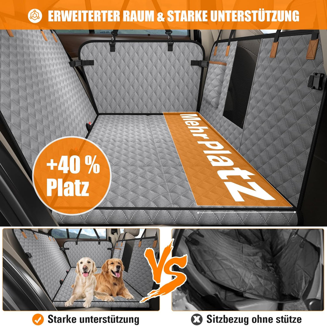 Hundedecke Auto Rückbank[127x62cm],Wasserdicht,Kratzfest mit Hartschale (300 Pfund Traglast),Rücksit