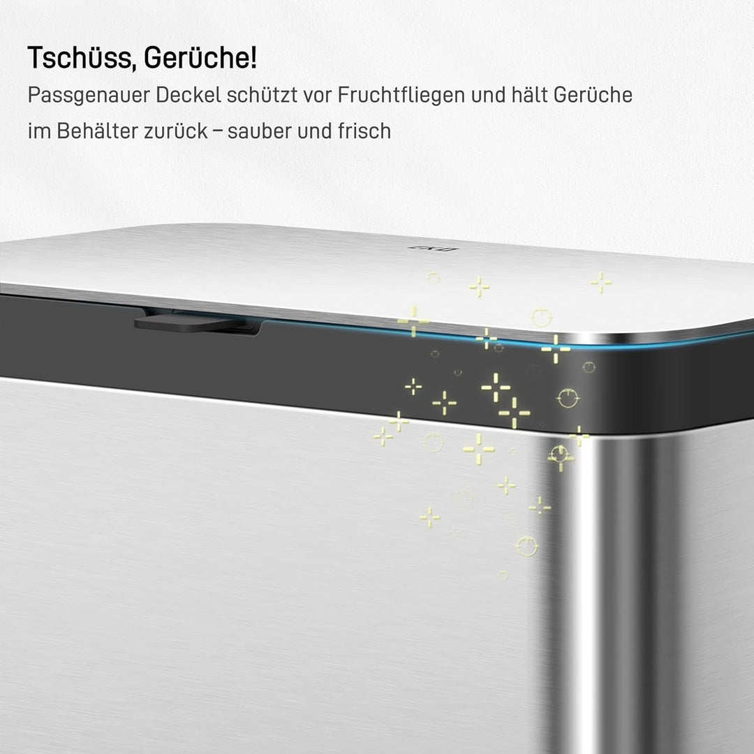 EKO Küchenabfalleimer aus Edelstahl mit herausnehmbarem Inneneimer und Geruchsneutralisierungsfach,
