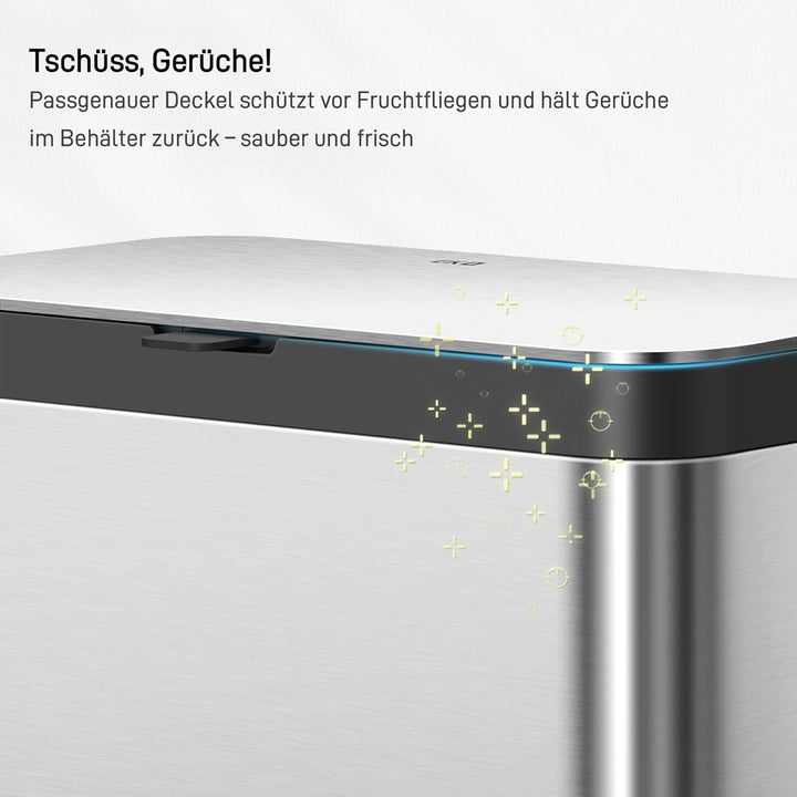 EKO Küchenabfalleimer aus Edelstahl mit herausnehmbarem Inneneimer und Geruchsneutralisierungsfach,